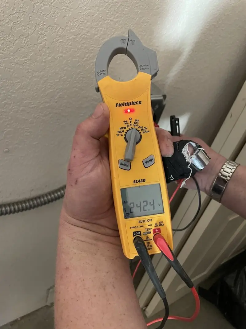 Voltage testing with clamp meter during Hot Tub / Pool Electrical Wiring in Esperance